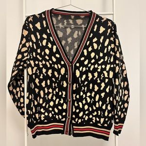 New, soft, animal print, varsity-style cardigan